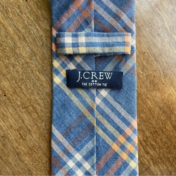 J. Crew Factory 100% Cotton Blue and Yellow Plaid Neck Tie 2.5” X 59” - Picture 4 of 8